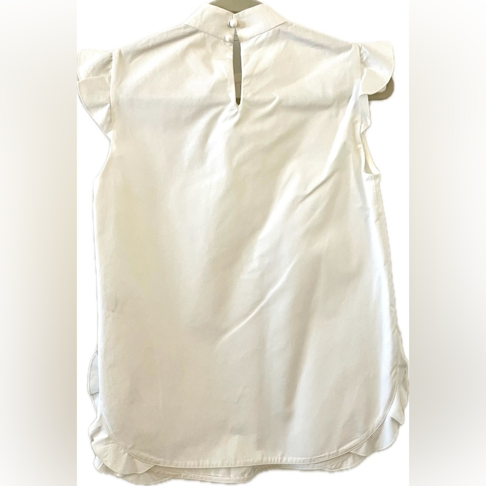 Shanghai Tang Elegant White Ruffle Blouse Size 40 (4) - Picture 3 of 7